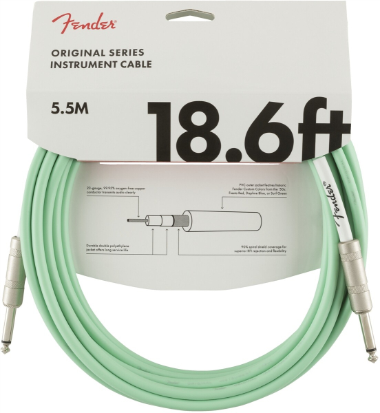 FENDER Contour Series Instrumenten Kabel 5,5m Surf Green